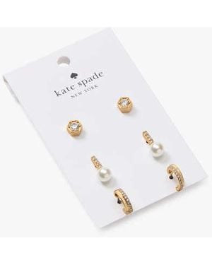 Kate Spade Bit Of Shine Studs And Huggies Set - Black