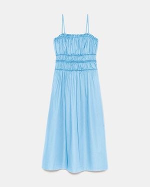 Kate Spade Outlet Smocked Strapless Midi Dress - Blue
