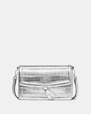 Kate Spade Knott Croc Embossed Mini Flap Crossbody - Black