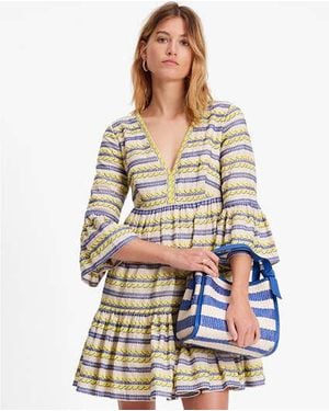Kate Spade Awning Stripe Embroidered Tunic - Black