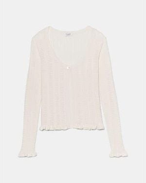 Kate Spade Pointelle Lace Knit Cardigan - Black