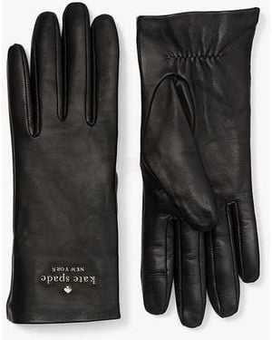 Kate Spade Floating Logo Leather Gloves - Black