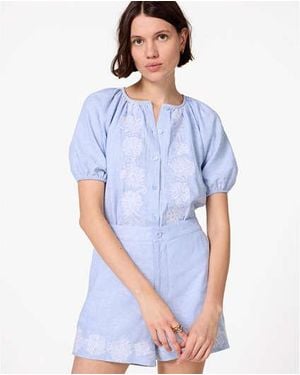 Kate Spade Chambray Embroidered Blouse - Black