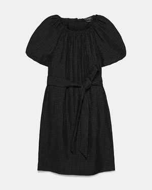 Kate Spade Gathered Neck Mini Shift Dress - Black