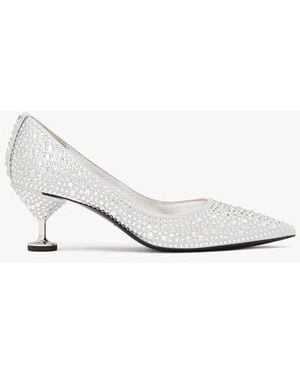 Kate Spade Garnish Satin Crystal Pumps - White