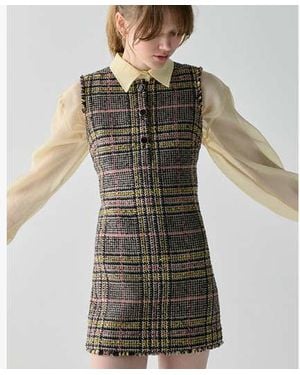 Kate Spade Enamel Button Tweed Dress - Black