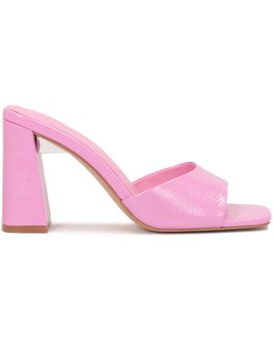 Kazar Pantoletten Aus Lackleder Mit Bügelfalte - Pink