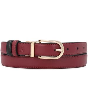 Kazar Beidseitiger Riemen Aus Schwarzem Und Bordeauxfarbenem Naturleder - Pink