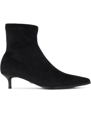 Kazar Bottines En Velours Sur Un Petit Talon Aiguille - Noir