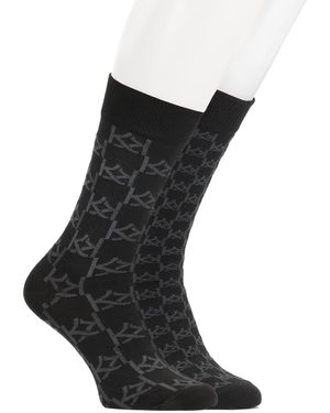 Kazar Calcetines De Algodón Con Monograma - Negro