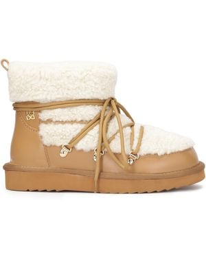 Kazar Botas De Nieve Marrones Con Pelo - Blanco