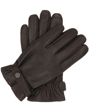 Kazar Braune Lederhandschuhe Mit Schnürchen Und Gummizug - Schwarz