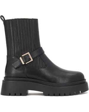 Kazar Bottines En Cuir Avec Semelle Solide Et Ceintures Décoratives - Noir