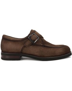 Kazar Braune Wildleder-Monki-Schuhe Mit Schnalle