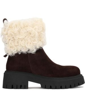 Kazar Braune Stiefeletten Aus Wildleder Mit Natürlichem Pelz - Mehrfarbig