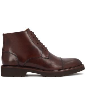Kazar Bottines À Lacets Plates Derbys Brunes Avec Embout De Nez - Marron