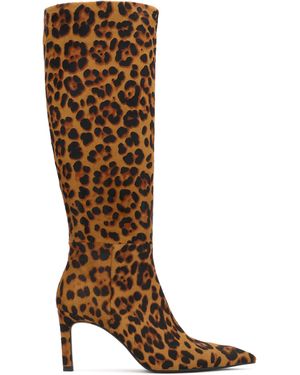 Kazar Bottes Hautes En Cuir Avec Fourrure Tachetée Naturelle - Marron