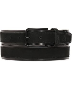 Kazar Cinturón Informal De Nobuk Y Piel Flor - Negro