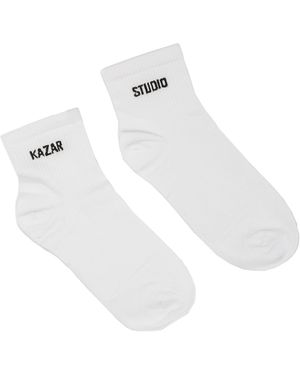 Kazar Witte Sokken Met Fijne Ribboord