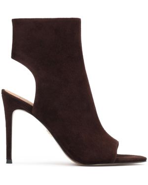 Kazar Donkerbruine Peep Toe-Laarzen Op Een Slanke Naaldhak