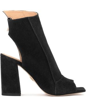 Kazar Bottines En Daim Sur Un Large Talon Avec Un Bout Et Un Talon Ouverts - Noir