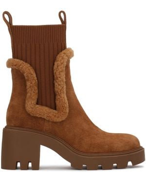 Kazar Braune Stiefeletten Aus Wildleder Mit Elastischen Einsätzen Für Damen