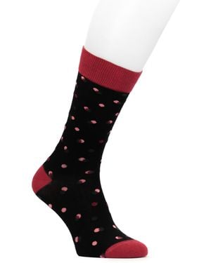 Kazar Calcetines Negros Con Lunares Granates - Rosa