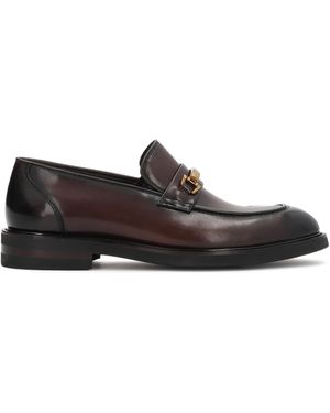 Kazar Herren Loafers Aus Braunem, Schattiertem Leder Mit Verzierungen - Weiß