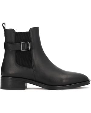 Kazar Damen Stiefeletten Aus Leder Mit Elastischen Einsätzen Und Schnalle - Schwarz