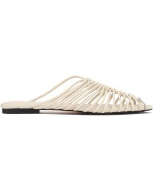Kazar Mules Flip-Flops Mit Ledernen Gürteln Oben - Weiß