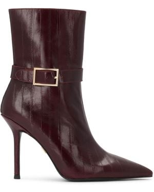 Kazar Bordeauxfarbene Leder Stiefeletten Mit Stöckelschuhen - Braun