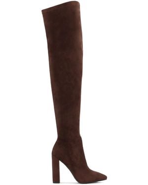 Kazar Donkerbruine Overknee Laarzen Op Een Geometrisch Stiletto