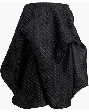 KHAITE Lou Gathered Silk-Blend Midi Skirt - Black
