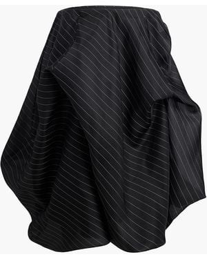 KHAITE Lou Gathered Silk-Blend Midi Skirt - Black