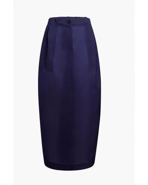 KHAITE Lucian Long Pleated Silk Skirt - Blue