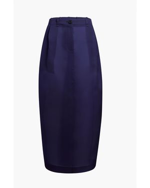 KHAITE Lucian Long Pleated Silk Skirt - Blue