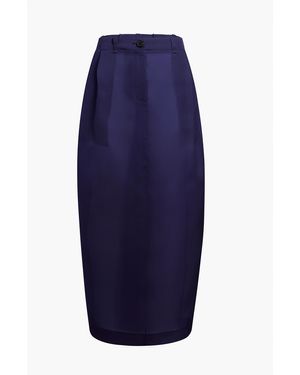 KHAITE Lucian Long Pleated Silk Skirt - Blue