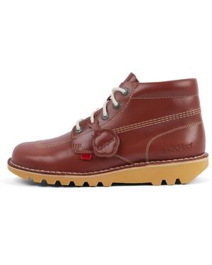 Kickers Adult Kick Hi Leather Dark Tan - Red