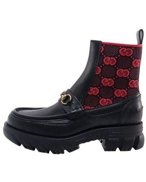 Gucci Horsebit Gg Jersey Boot - Black