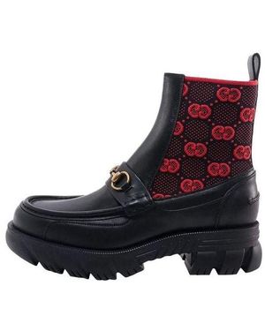 Gucci Horsebit Gg Jersey Boot - Black