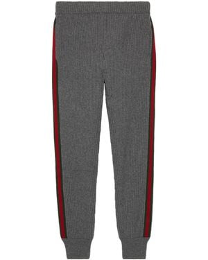 Gucci Wool Cashmere Trousers With Web - Grey