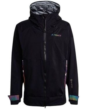 adidas Solid Colour Logo Tee Stripe Casual Hooded Jacket - Blue