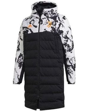 adidas Juve Ssp Dwcoat Juventus Colorblock Soccer/Football Mid-Length Sports Hooded Down Jacket - Black