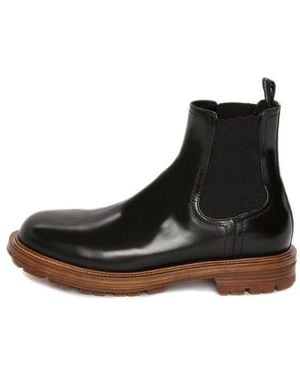 McQueen Shiny Leather Chelsea Boots - Black