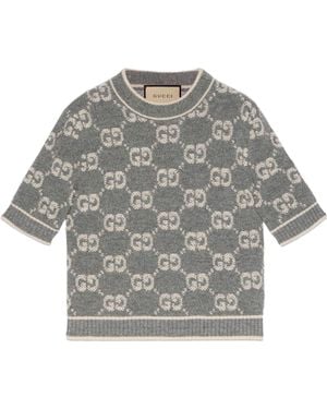 Gucci (Wmns) Gg Wool Boucl Jacquard Top Ivory' - Grey