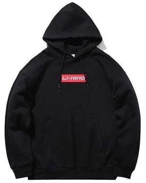 Li-ning Sports Fashion Series Fleece Lined Stay Warm Loose Hoodie - Black