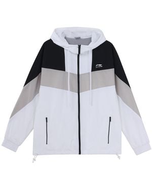 Li-ning Sports Fashion Series Colorblock Hooded Drawstring Loose Jacket - Blue