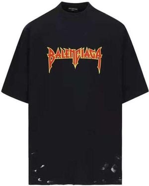 Balenciaga Metallica Short Sleeve T-Shirt Oversized Fit '' - Black