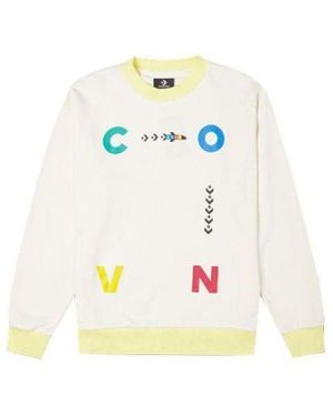 Converse Sports Contrast Letter Print Crew Neck Sweatshirt - White