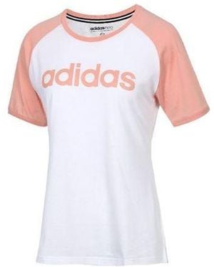 adidas (Wmns) Neo Colourblock Logo Printing Short Sleeve - White
